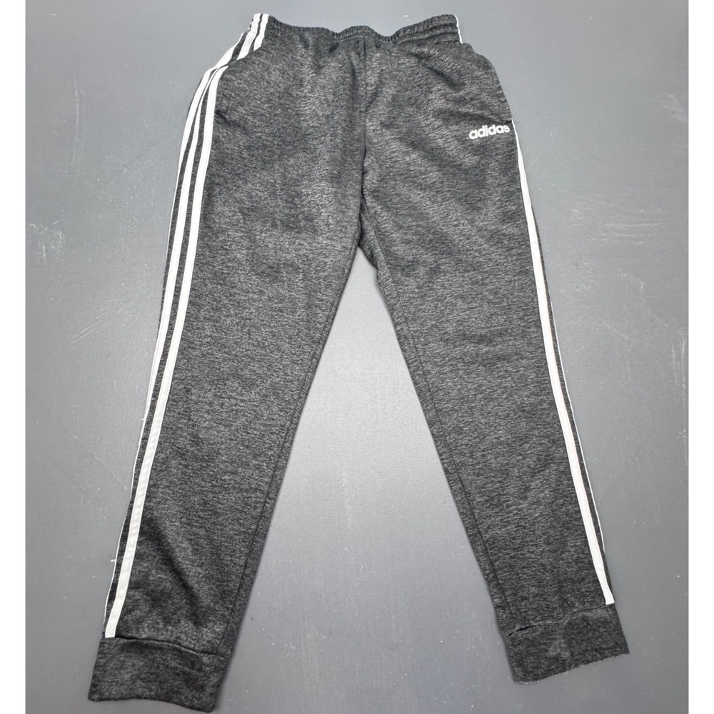 Adidas Womens Size Medium Gray ClimaWarm Fleece Lined Jogger Sweatpants 3 Stripe
